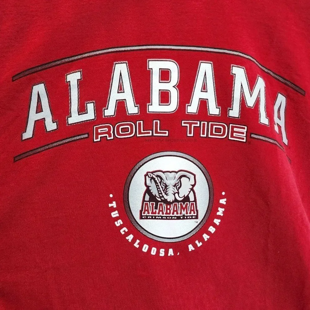 Alabama Football Crimson Tide Vintage Red Oak Shirt Red USA Made Rare Size Large